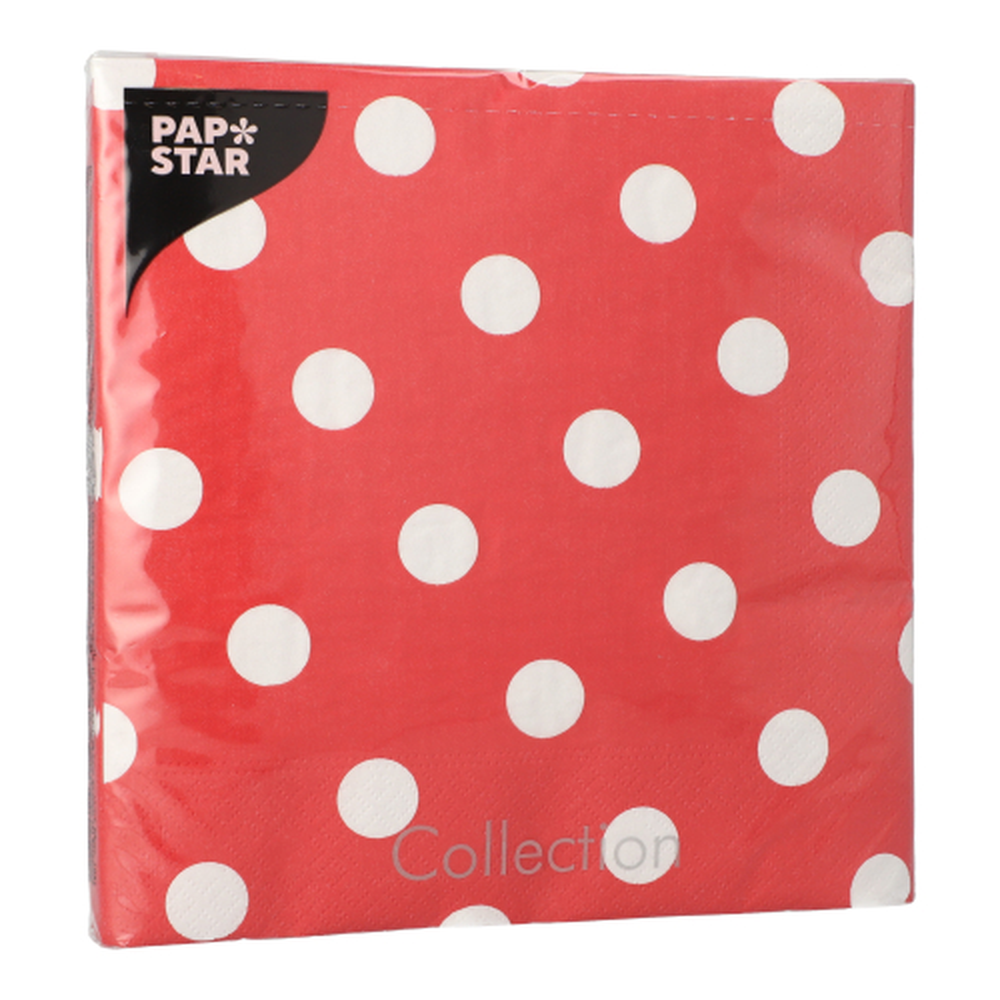 Papstar Servietten, 3-lagig 1/4-Falz 40 cm x 40 cm rot "Dots"