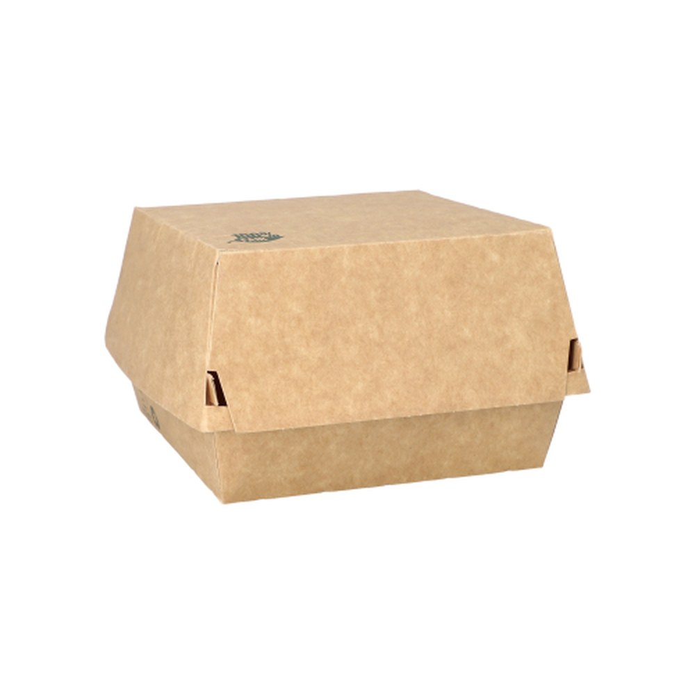 Papstar Burgerboxen, Pappe 7,8 cm x 11,5 cm x 11 cm braun "100% Fair" groß