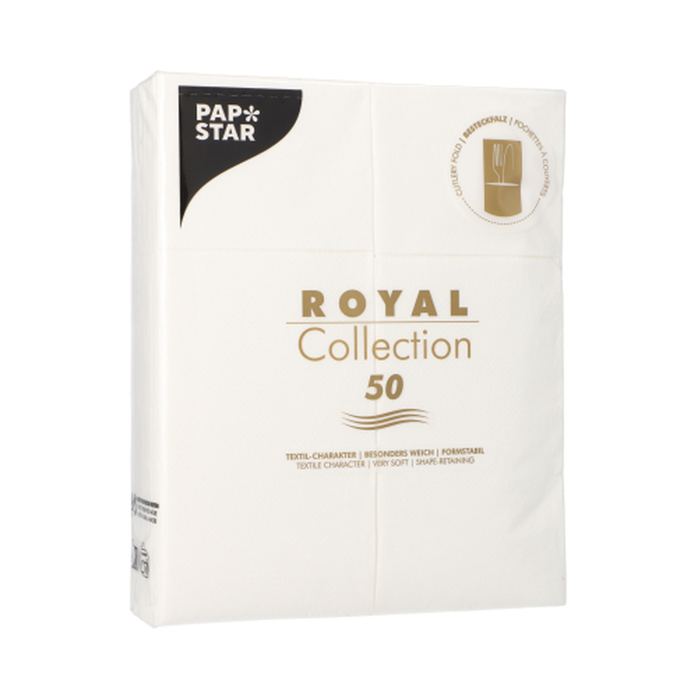 Papstar Servietten "ROYAL Collection" 40 cm x 30 cm weiss mit Besteckfalz