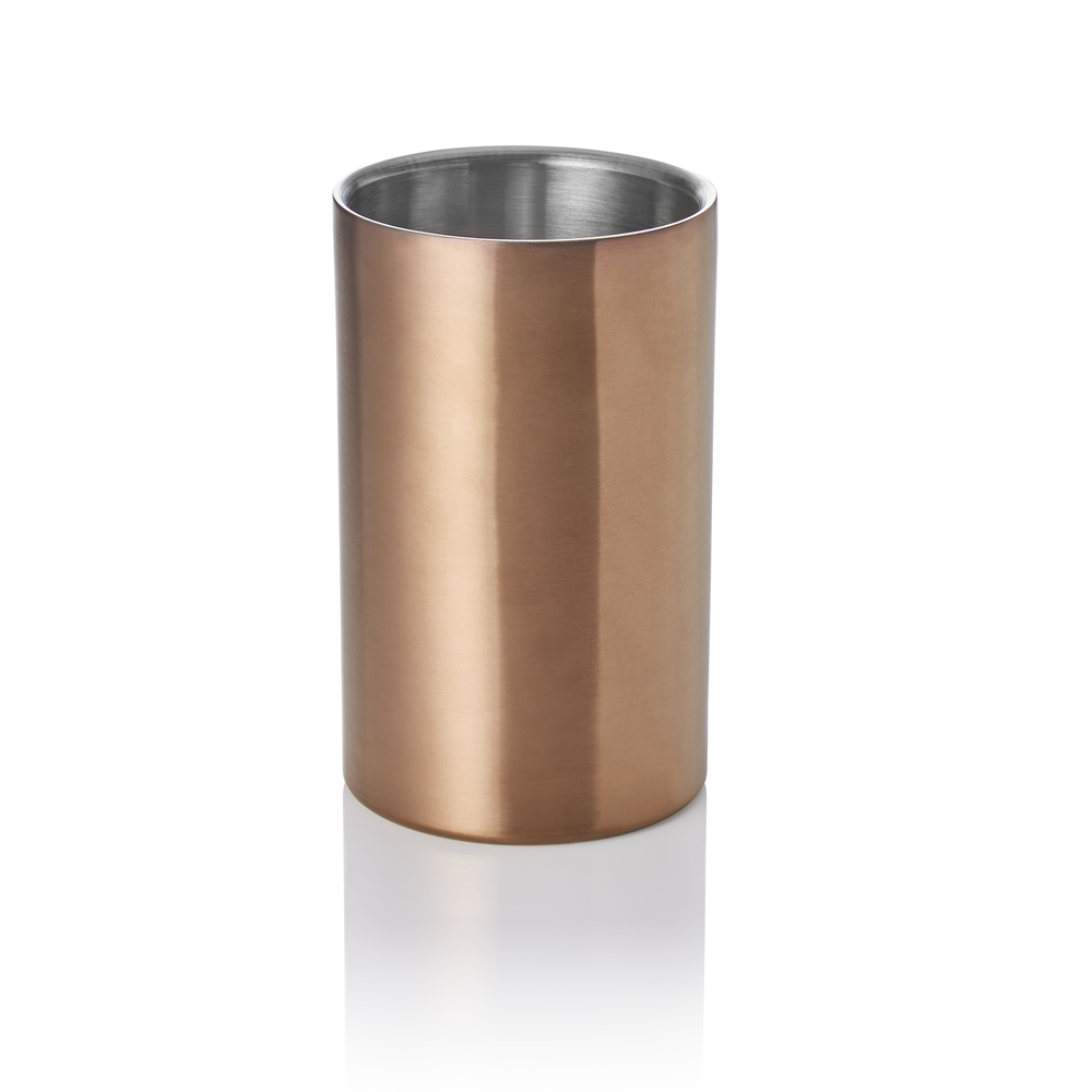 WAS Flaschenkühler, Ø 12 cm, Höhe 19 cm, Titanium gold, doppelwandig, Chromnicke