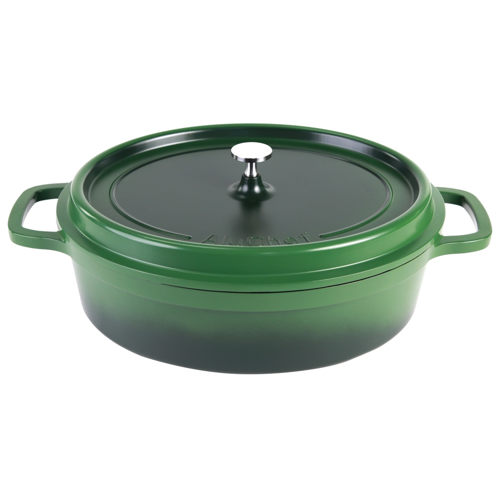 Contacto AluChef® Cocotte, oval 35 cm x 29 cm / grün Größe: 35 cm x 29 cm, Höhe: