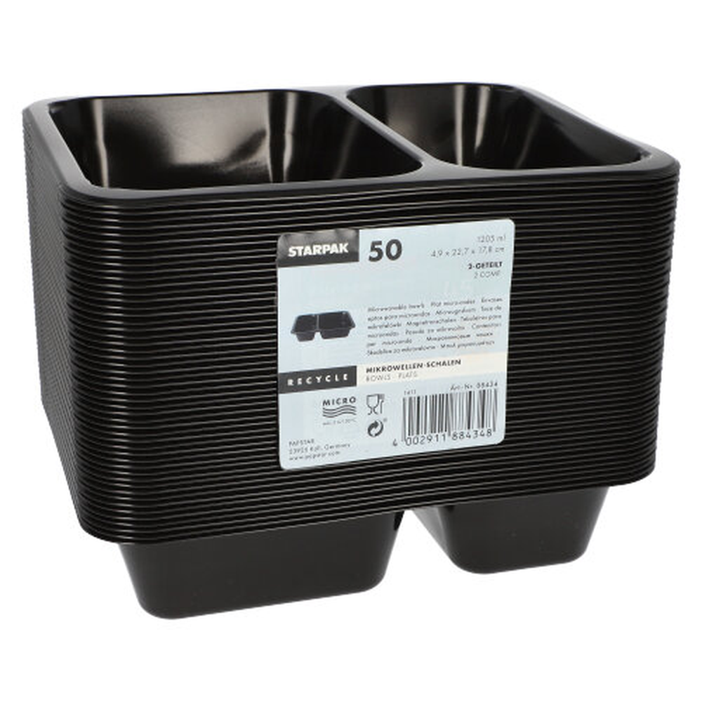 PAPSTAR Mikrowellenschalen, PP 2-geteilt 1205 ml 4,9 cm x 22,7 cm x 17,8 cm s