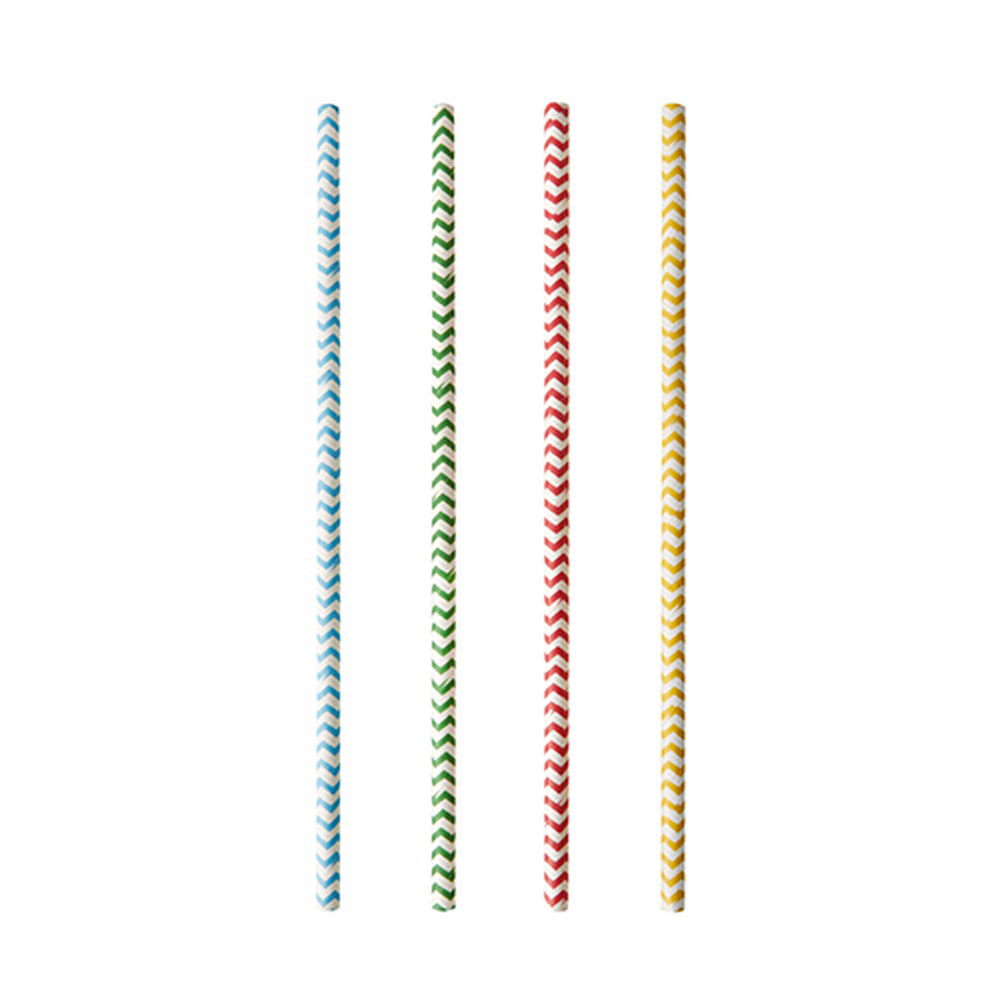 Papstar Trinkhalme, Papier Ø 6 mm · 20 cm farbig sortiert "Zig-Zag"