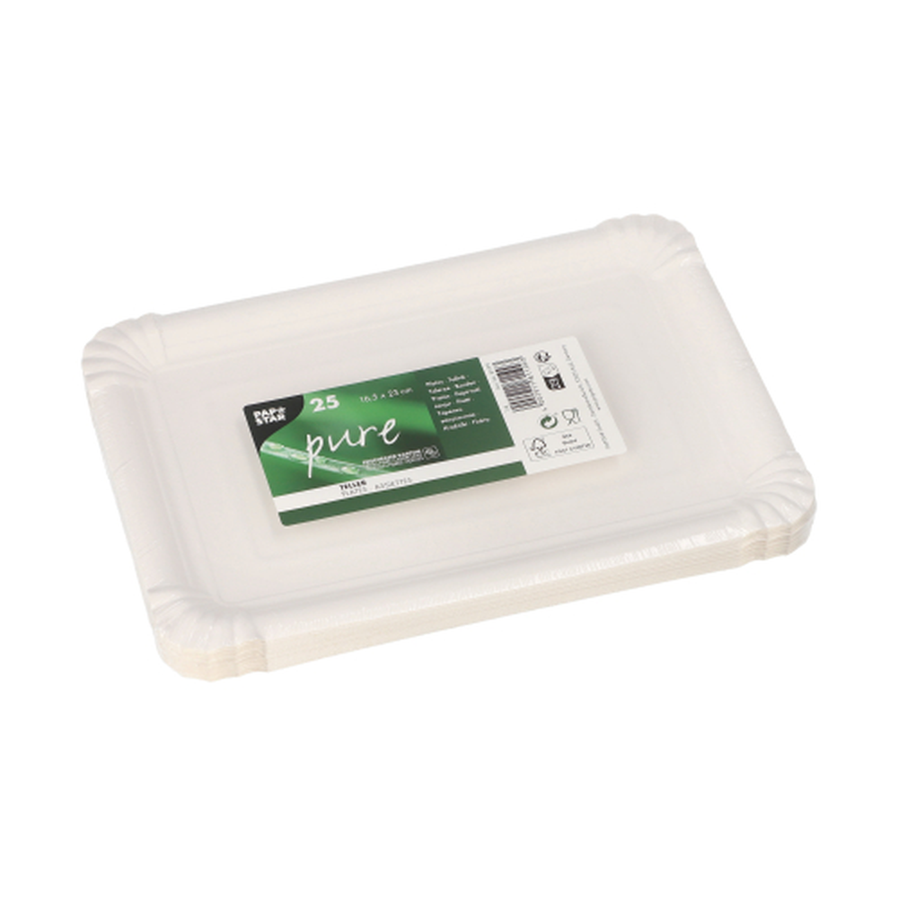 Papstar Teller, Pappe "pure" eckig 16,5 cm x 23 cm weiss