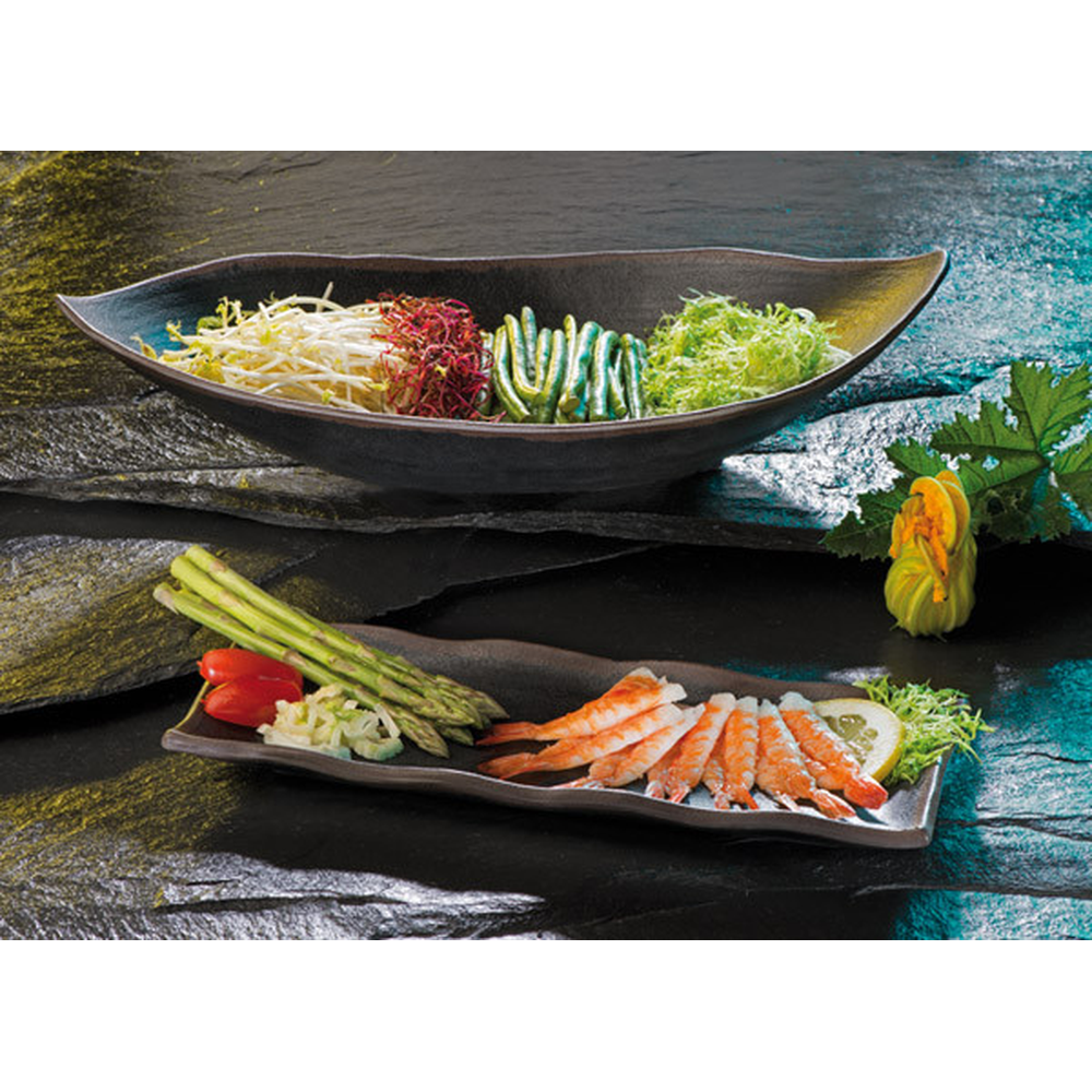 APS Blattschale -MARONE- 36 x 19 cm, H: 8 cm , Melamin, schwarz