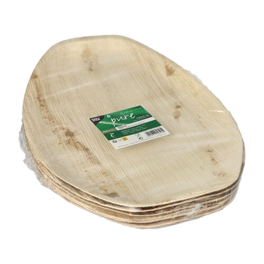 Papstar Tabletts, Palmblatt "pure" oval 3 cm x 37 cm x 25 cm natur
