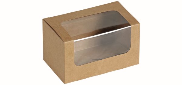 Pacovis Food Box mit Sichtfenster , Kraft/PLA, 125x77x72