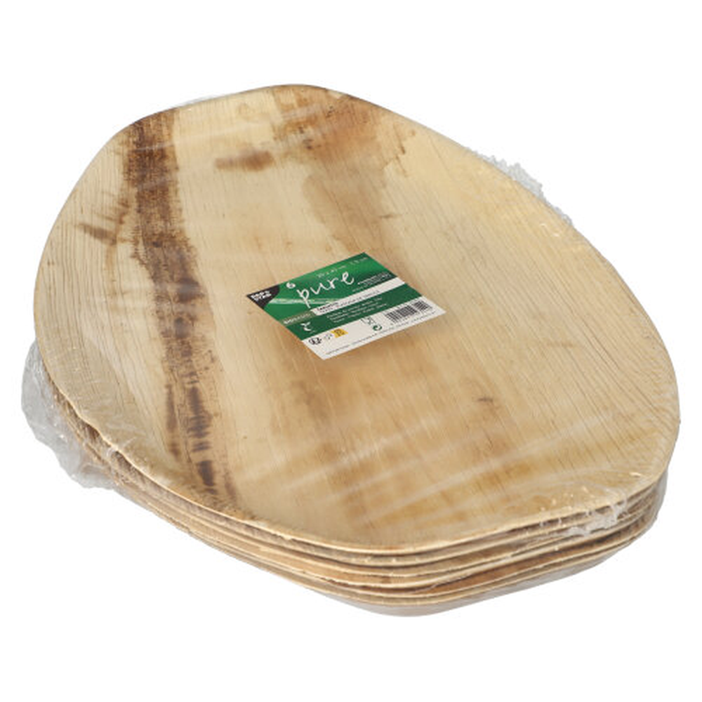 Papstar Tabletts, Palmblatt "pure" oval 3 cm x 43 cm x 29 cm natur