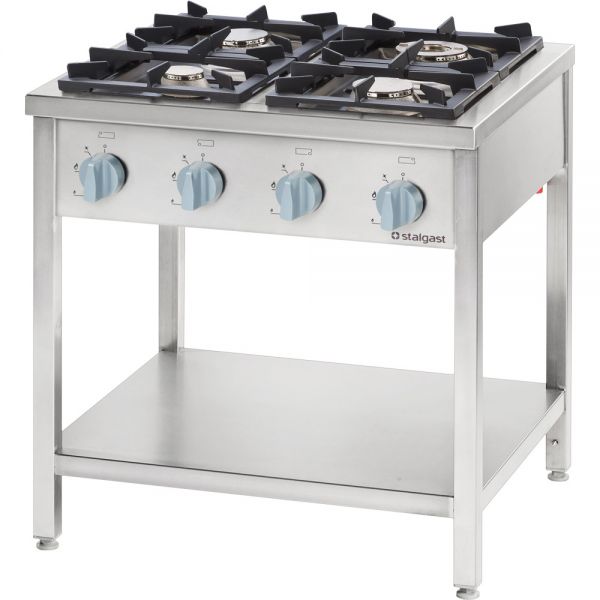 Stalgast Gasherd Serie 700 - G20, 4-Brenner (3,5+5+2x7), 800 x 700 x 850 mm (BxT