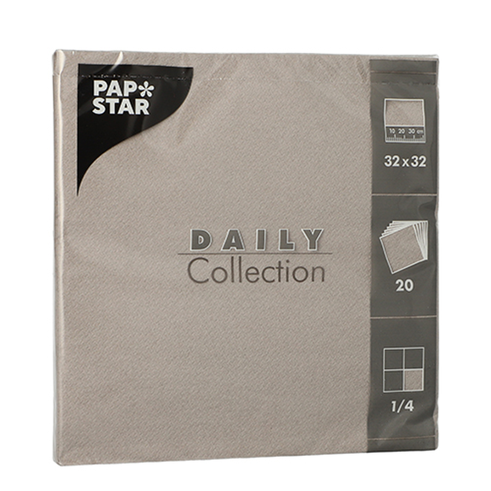 Papstar Servietten "DAILY Collection" 1/4-Falz 32 cm x 32 cm grau