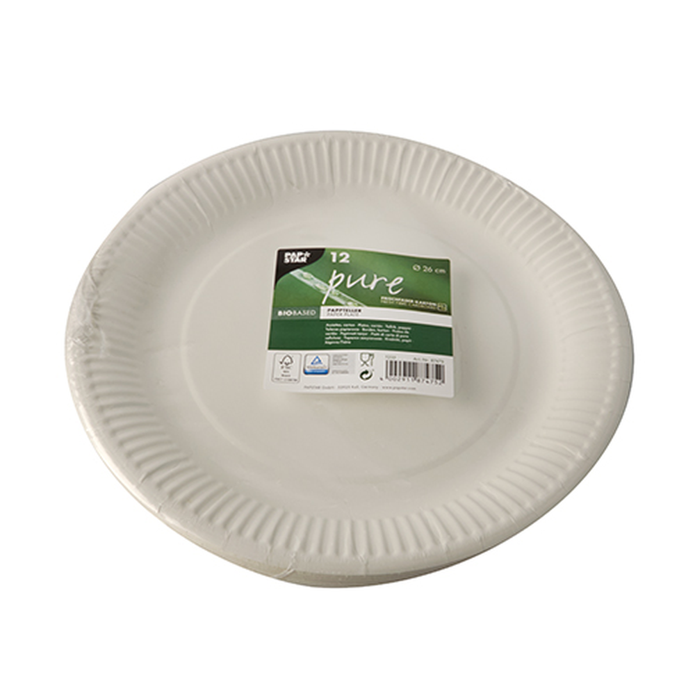Papstar Teller, Pappe "pure" rund Ø 26 cm weiss