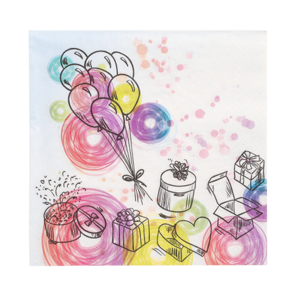 Papstar Servietten, 3-lagig 1/4-Falz 33 cm x 33 cm "Birthday Gifts"