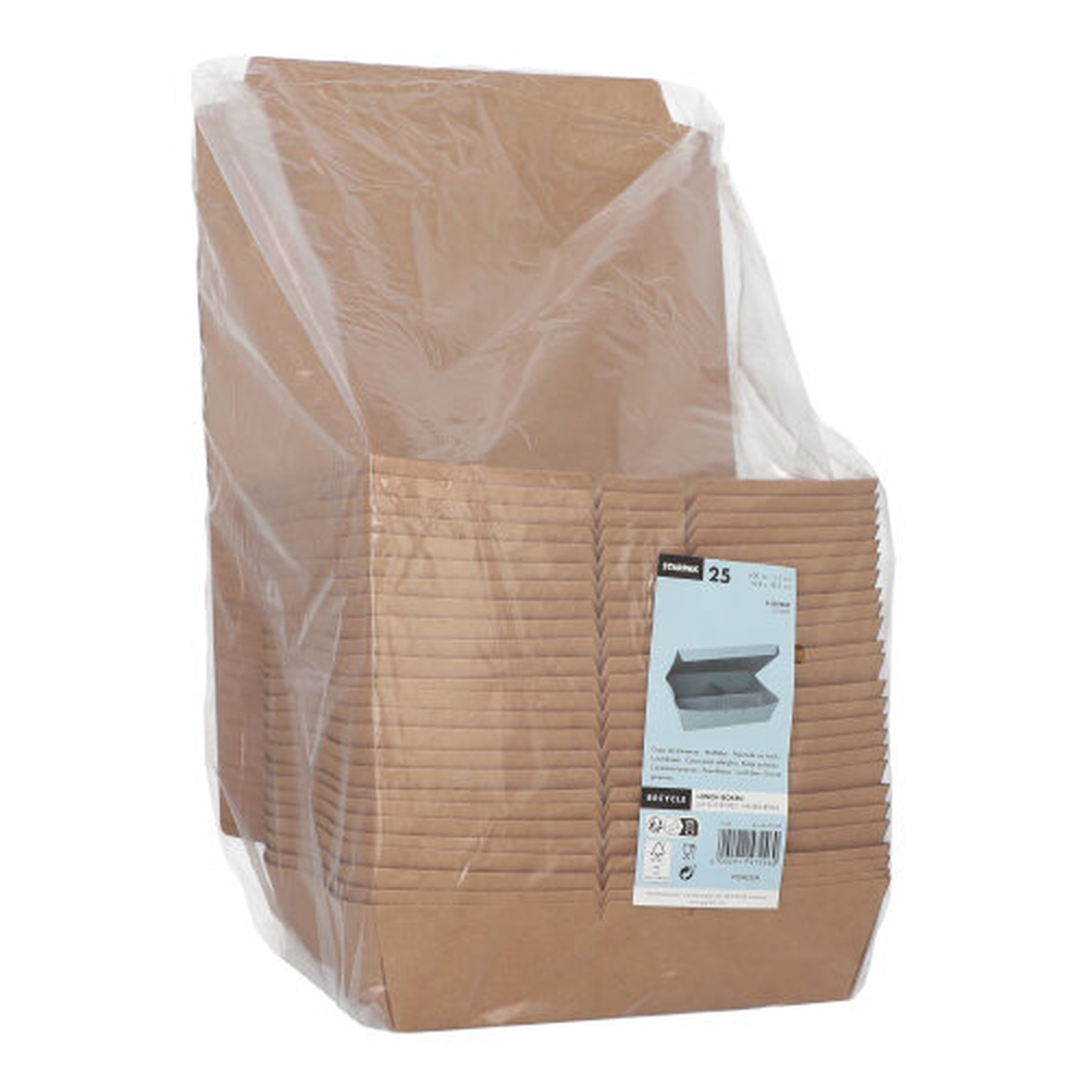 Papstar Lunchboxen, Pappe 3-geteilt 600 ml 5 cm x 14,8 cm x 18,3 cm braun