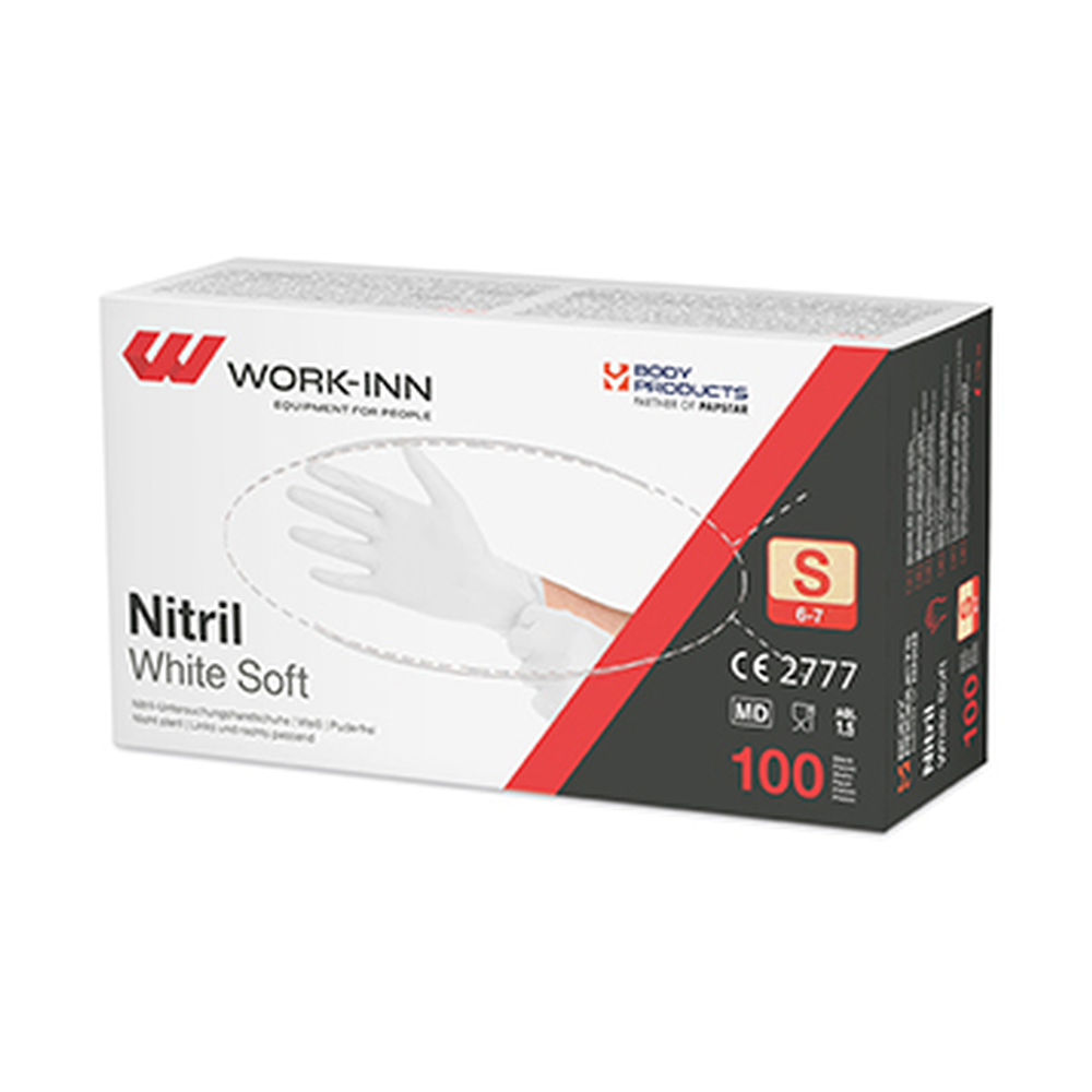 Papstar "WORK-INN/PS" Handschuhe Nitril puderfrei "White Soft" weiss Größe: S