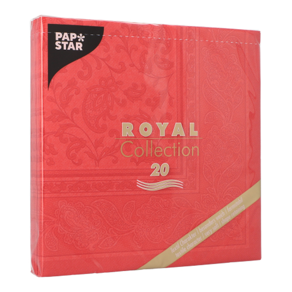 Papstar Servietten "ROYAL Collection" 1/4-Falz 40 cm x 40 cm rot "Ornaments"