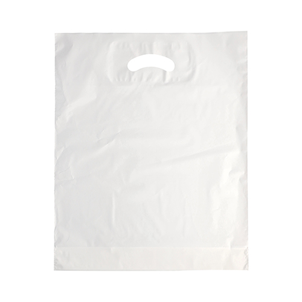 Papstar Griffloch-Tragetaschen, HDPE 44 cm x 36 cm x 9 cm weiss