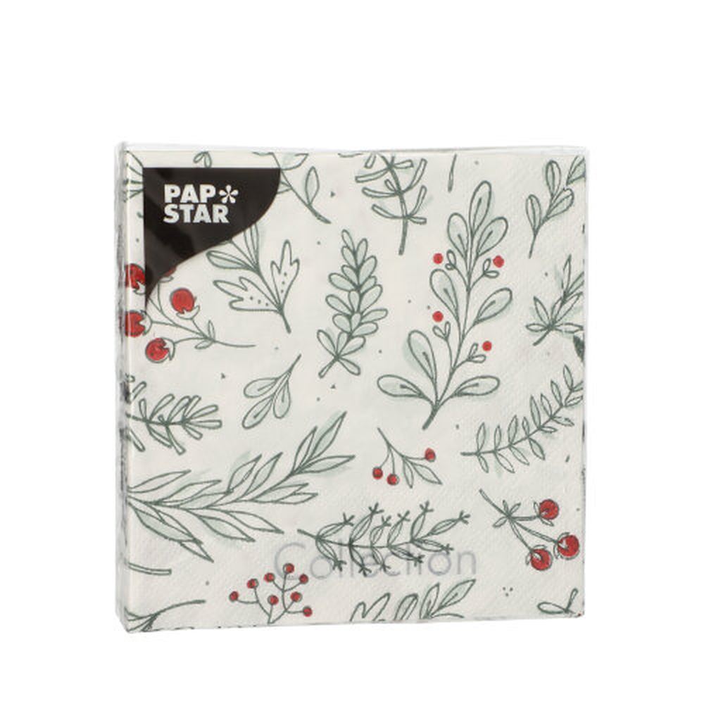 Papstar Servietten, 3-lagig 1/4-Falz 25 cm x 25 cm "Berries"