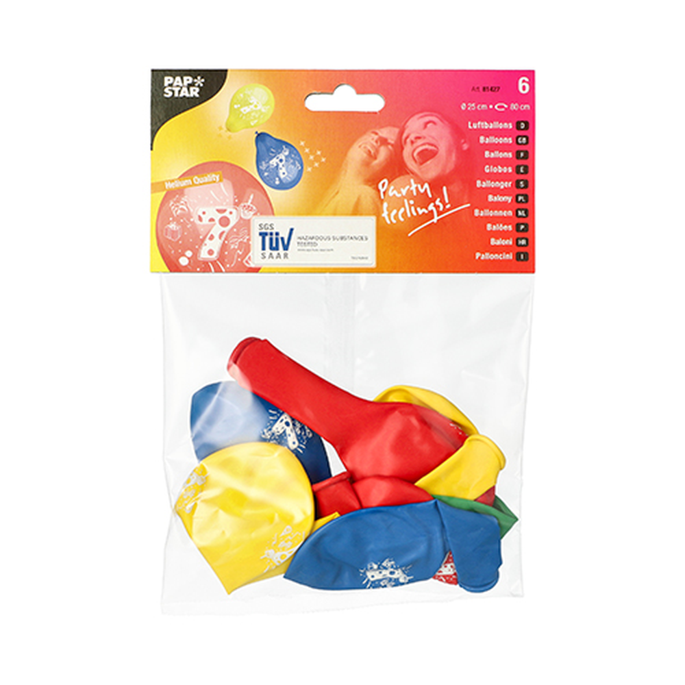 Papstar Zahlenluftballons Ø 25 cm farbig sortiert "7"