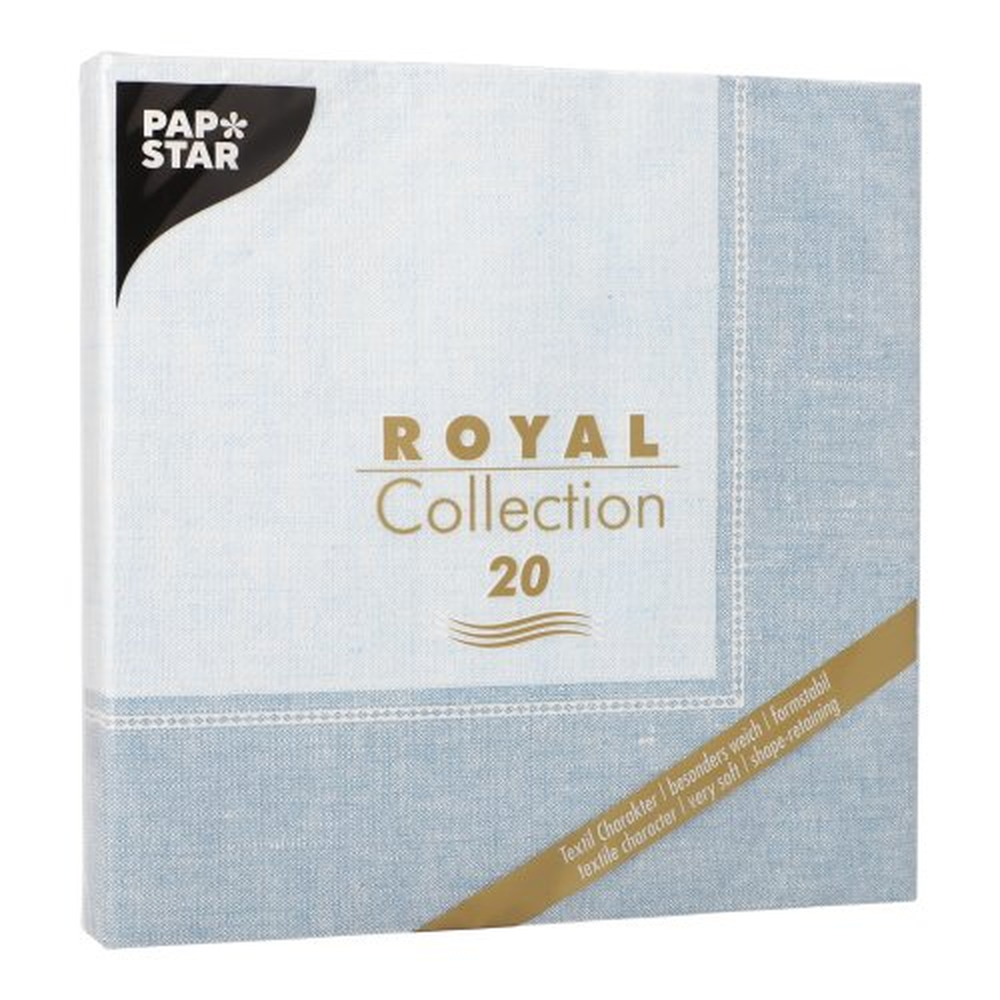 Papstar Servietten "ROYAL Collection" 1/4-Falz 40 cm x 40 cm arktikblau "Linum"