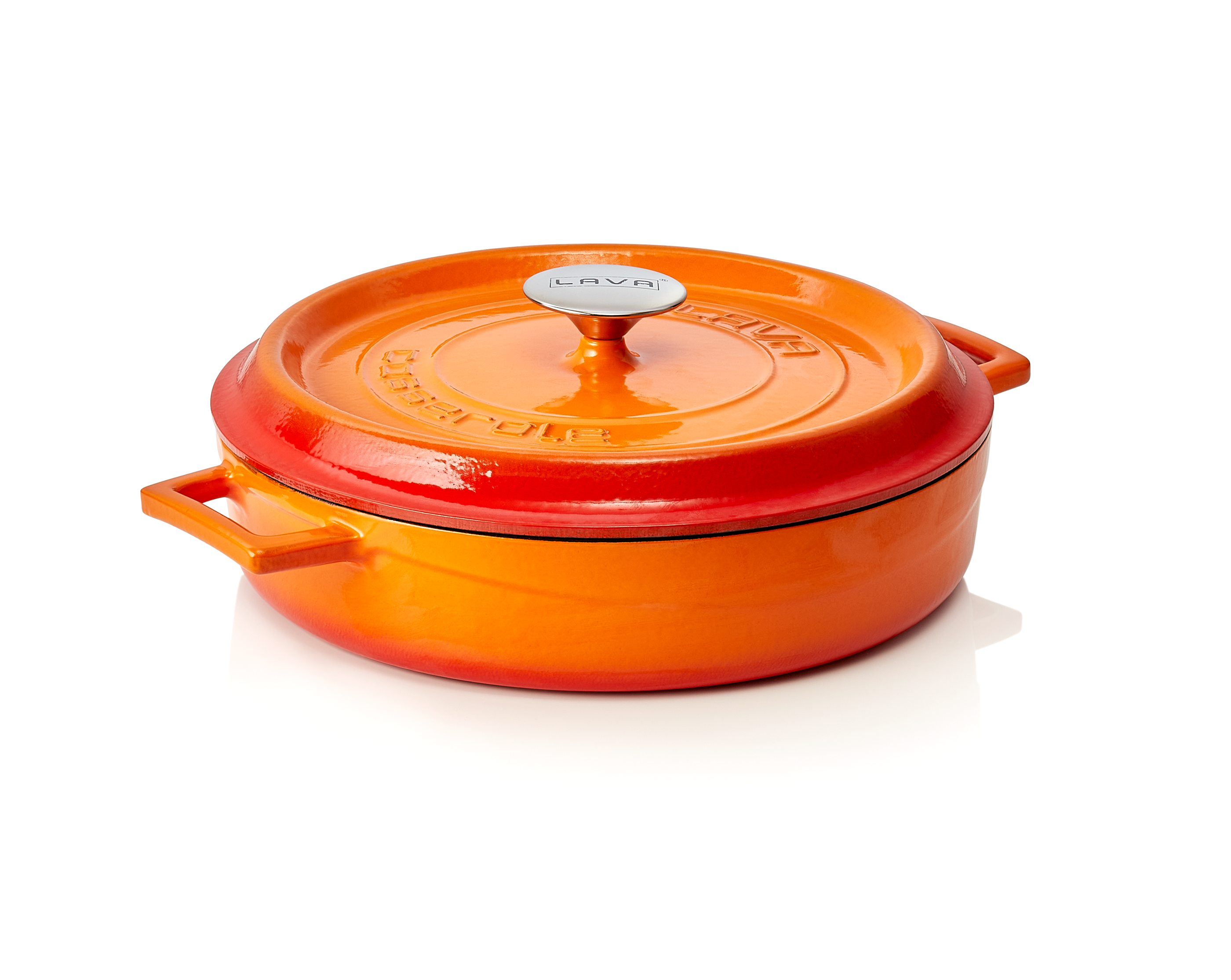 WAS Bräter Ø oben 29 cm Höhe 6,5 cm orange Gusseisen