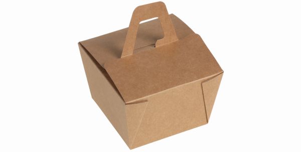 Pacovis Take away box m.Henkel, Kraft/, PLA, 110/90x110/9
