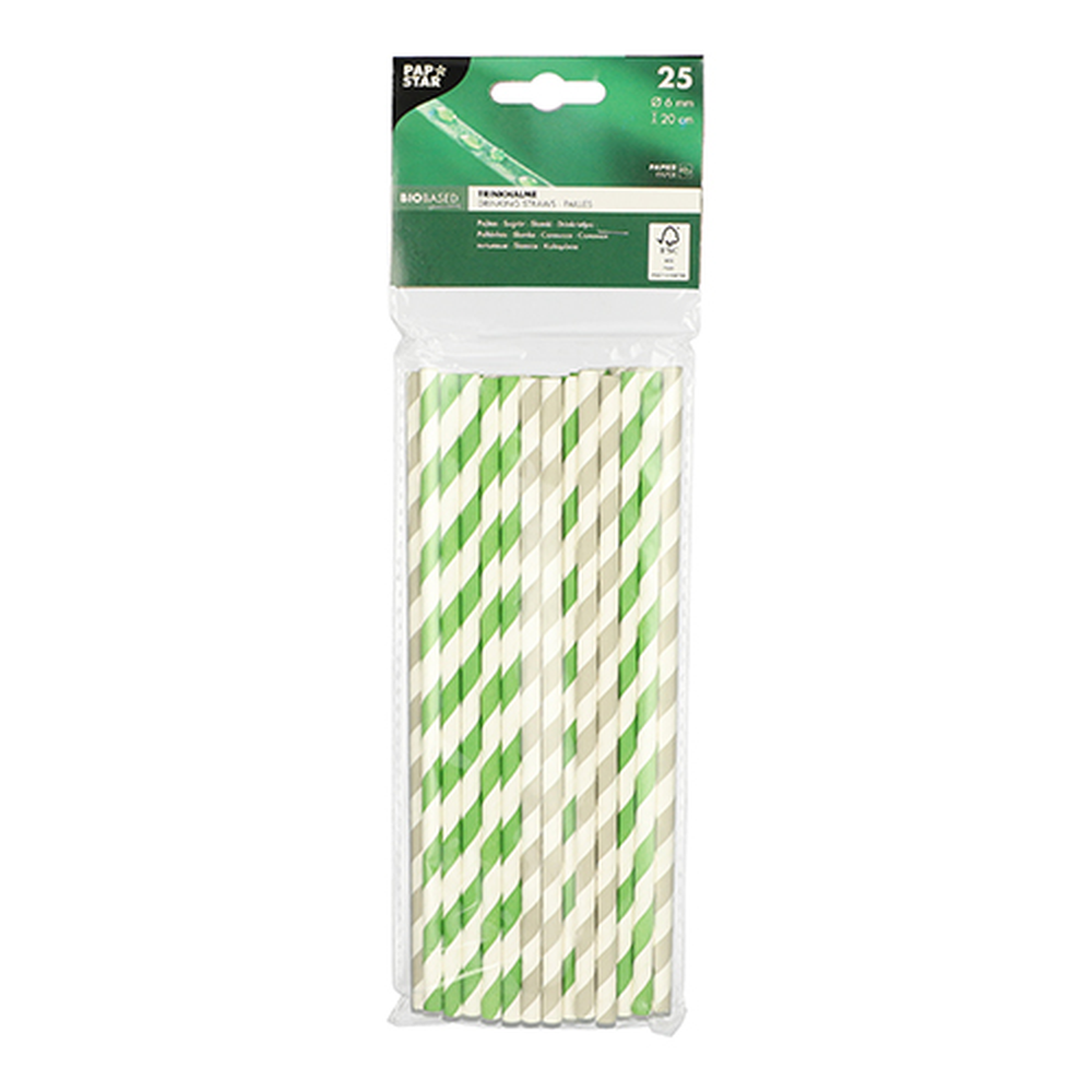 Papstar Trinkhalme, Papier Ø 6 mm · 20 cm farbig sortiert "Stripes"