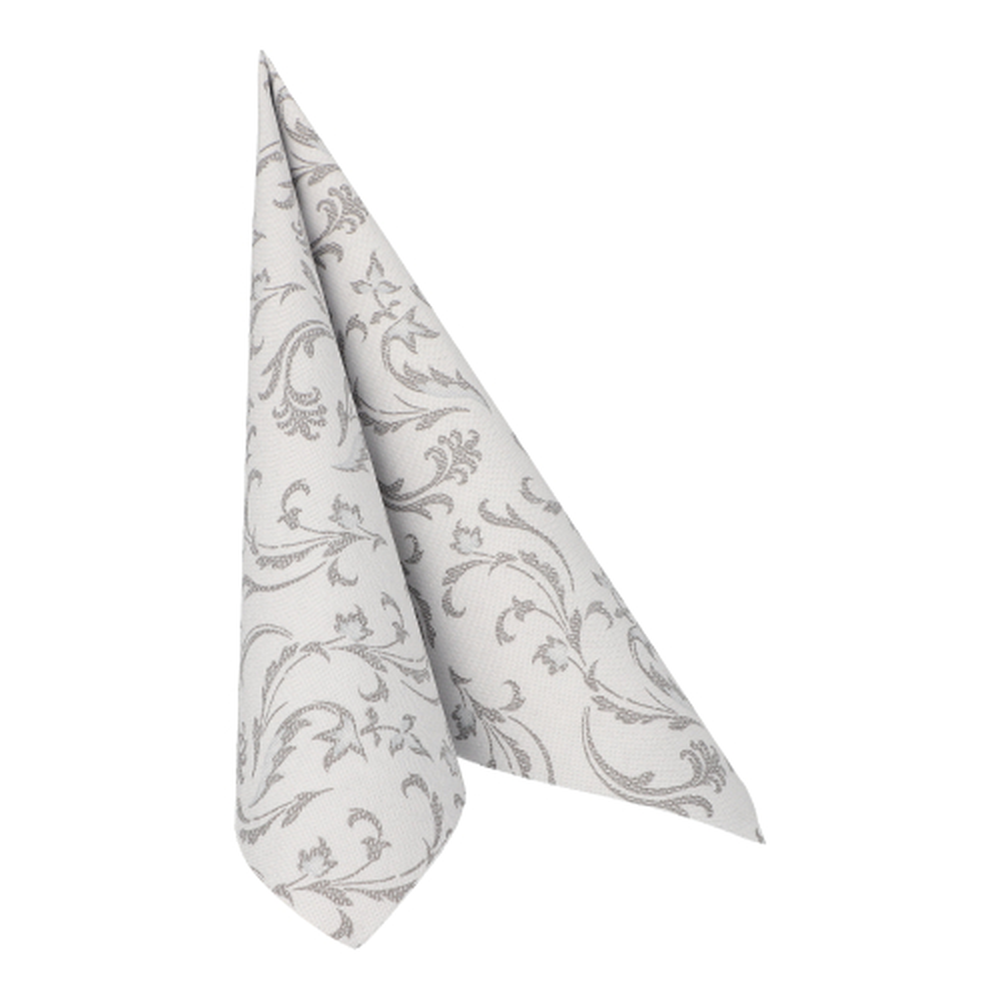 Papstar Servietten "ROYAL Collection" 1/4-Falz 40 cm x 40 cm grau "Damascato"