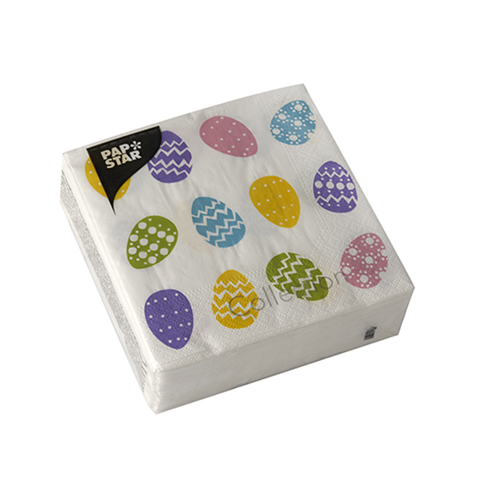Papstar Servietten, 3-lagig 1/4-Falz 25 cm x 25 cm "Coloured Eggs"