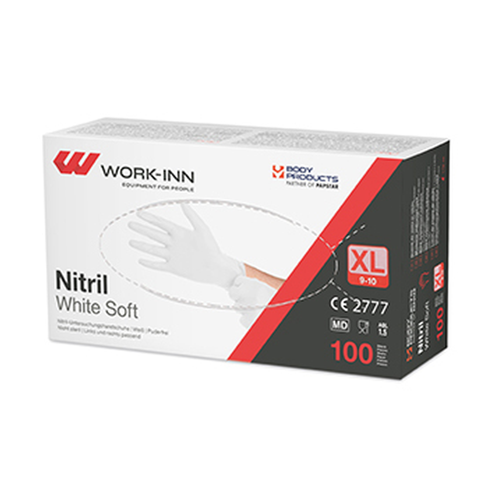 Papstar "WORK-INN/PS" Handschuhe Nitril puderfrei "White Soft" weiss Größe: XL