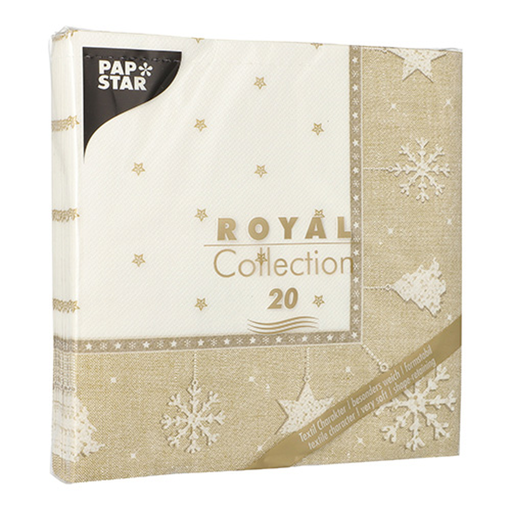 Papstar Servietten "ROYAL Collection" 1/4-Falz 40 cm x 40 cm gold "X-Mas"