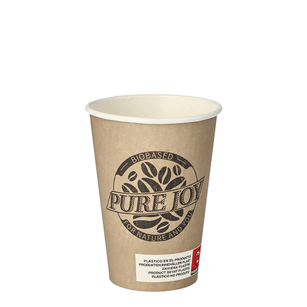 Papstar Automatenbecher, Pappe 0,18 l Ø 7 cm · 9,2 cm taupe "Pure Joy"