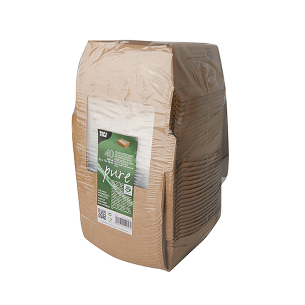 PAPSTAR Feinkostboxen Pappe pure eckig 650 ml 4,5 cm x 12 cm x 12 cm braun 