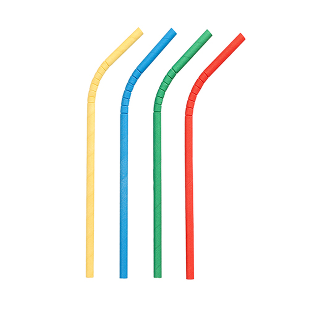 Papstar Trinkhalme Papier Ø 6 mm · 20 cm farbig sortiert flexibel