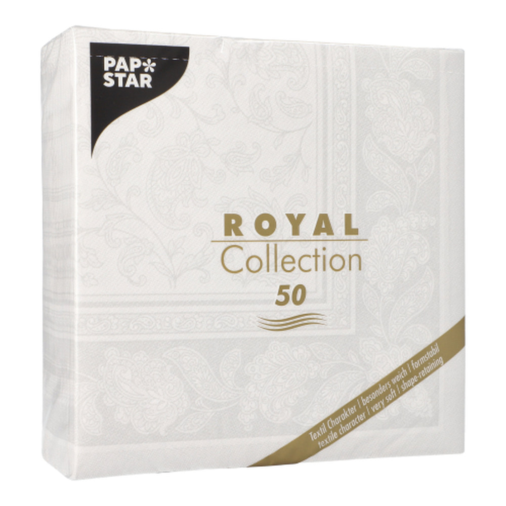 Papstar Servietten "ROYAL Collection" 1/4-Falz 40 cm x 40 cm weiss "Ornaments"