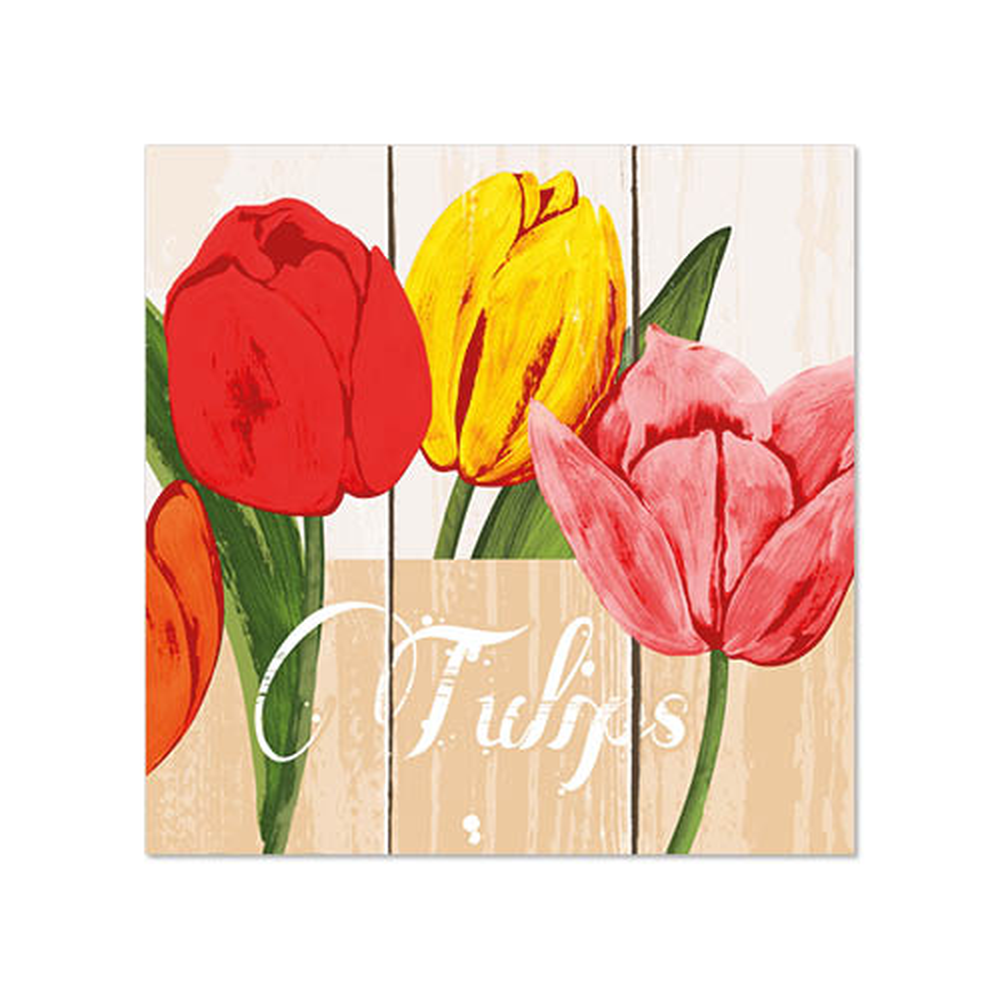 Papstar Servietten, 3-lagig 1/4-Falz 25 cm x 25 cm "Blooming Tulips"