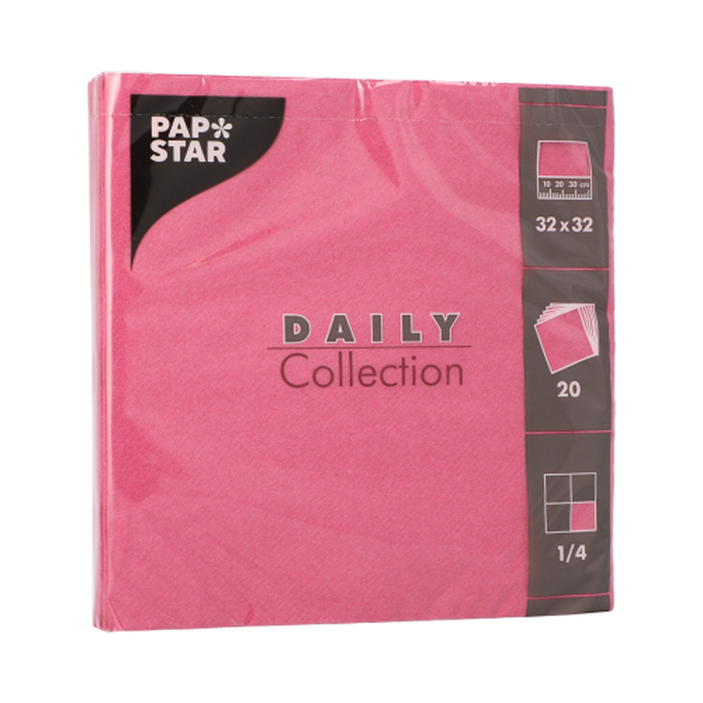 Papstar Servietten "DAILY Collection" 1/4-Falz 32 cm x 32 cm fuchsia