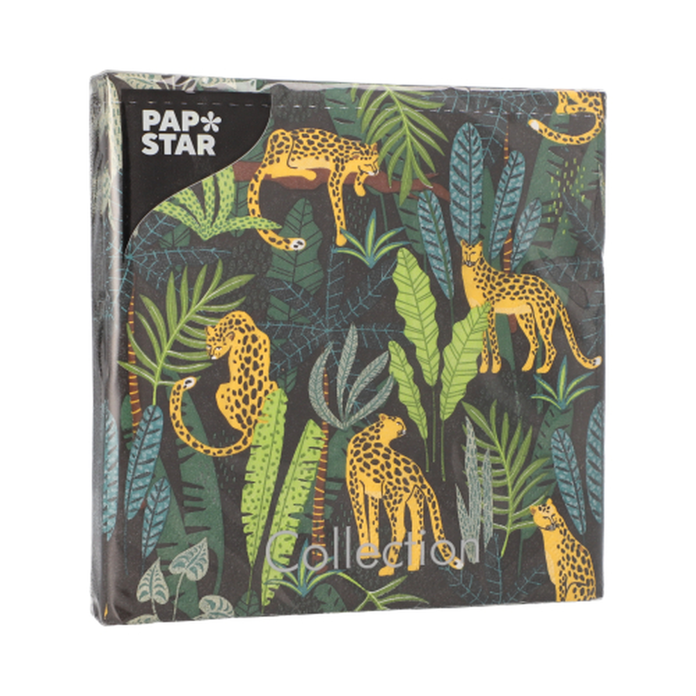Papstar Servietten, 3-lagig 1/4-Falz 33 cm x 33 cm "Leopard"