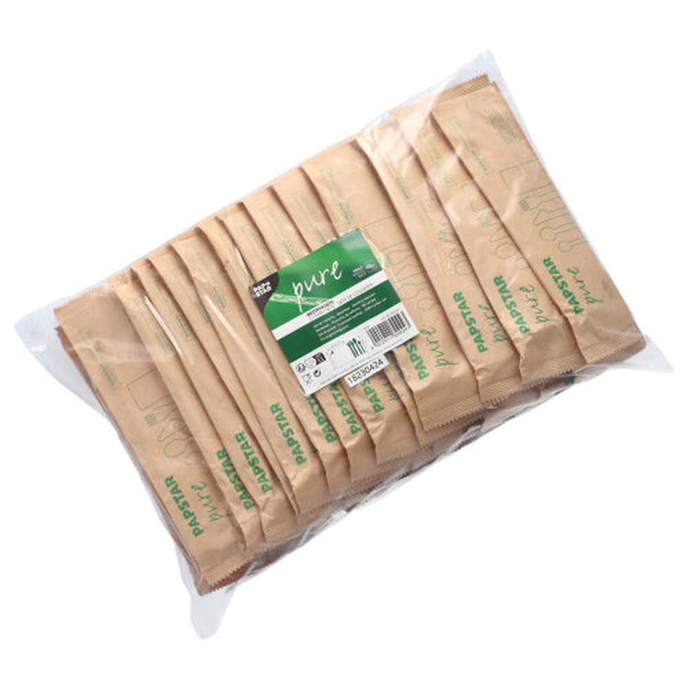 PAPSTAR Bestecksets Holz pure : Messer, Gabel, Löffel, Kaffeelöffel, Servie