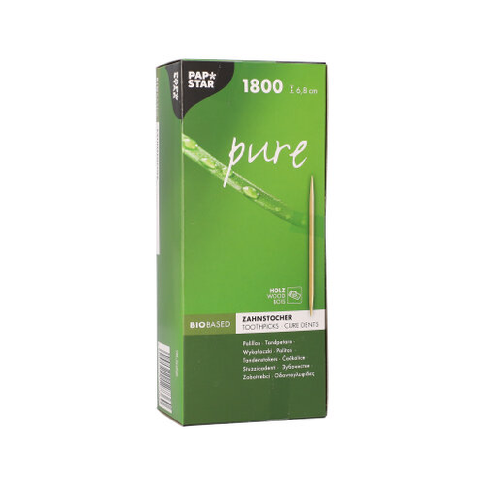 Papstar Zahnstocher, Holz "pure" rund 6,8 cm