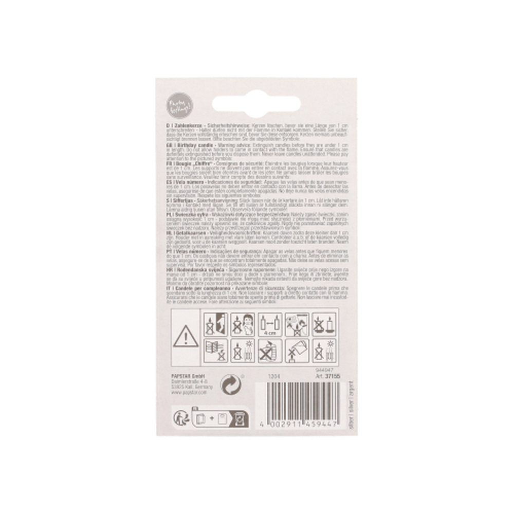 Papstar Zahlenkerze mit Halter 7 cm silber "1"