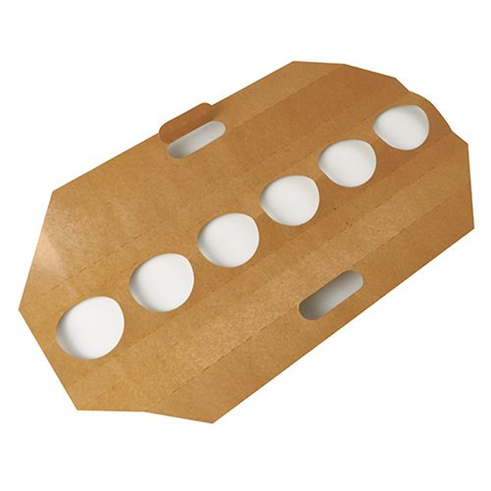 PAPSTAR Tragetabletts, Pappe pure 12 cm x 9,5 cm x 62 cm braun für 6 Trinkb