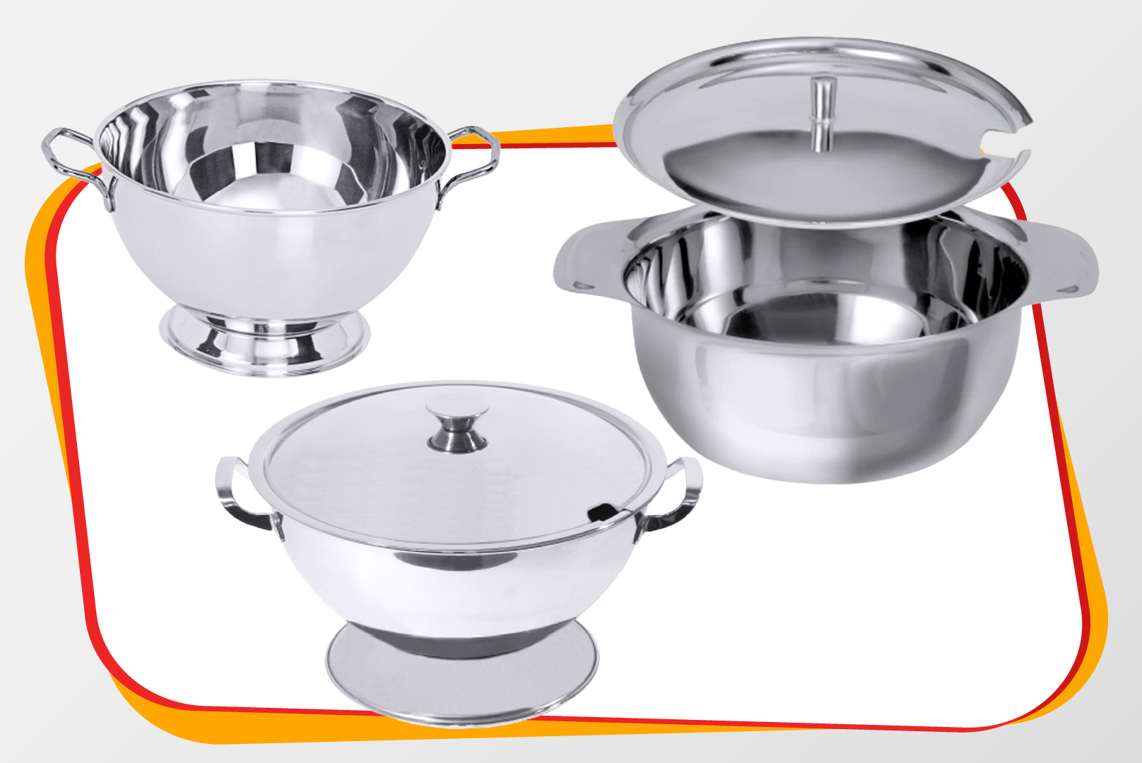 Schüssel, Suppenteller, Topf, Dampfdeckel, Edelstahlset