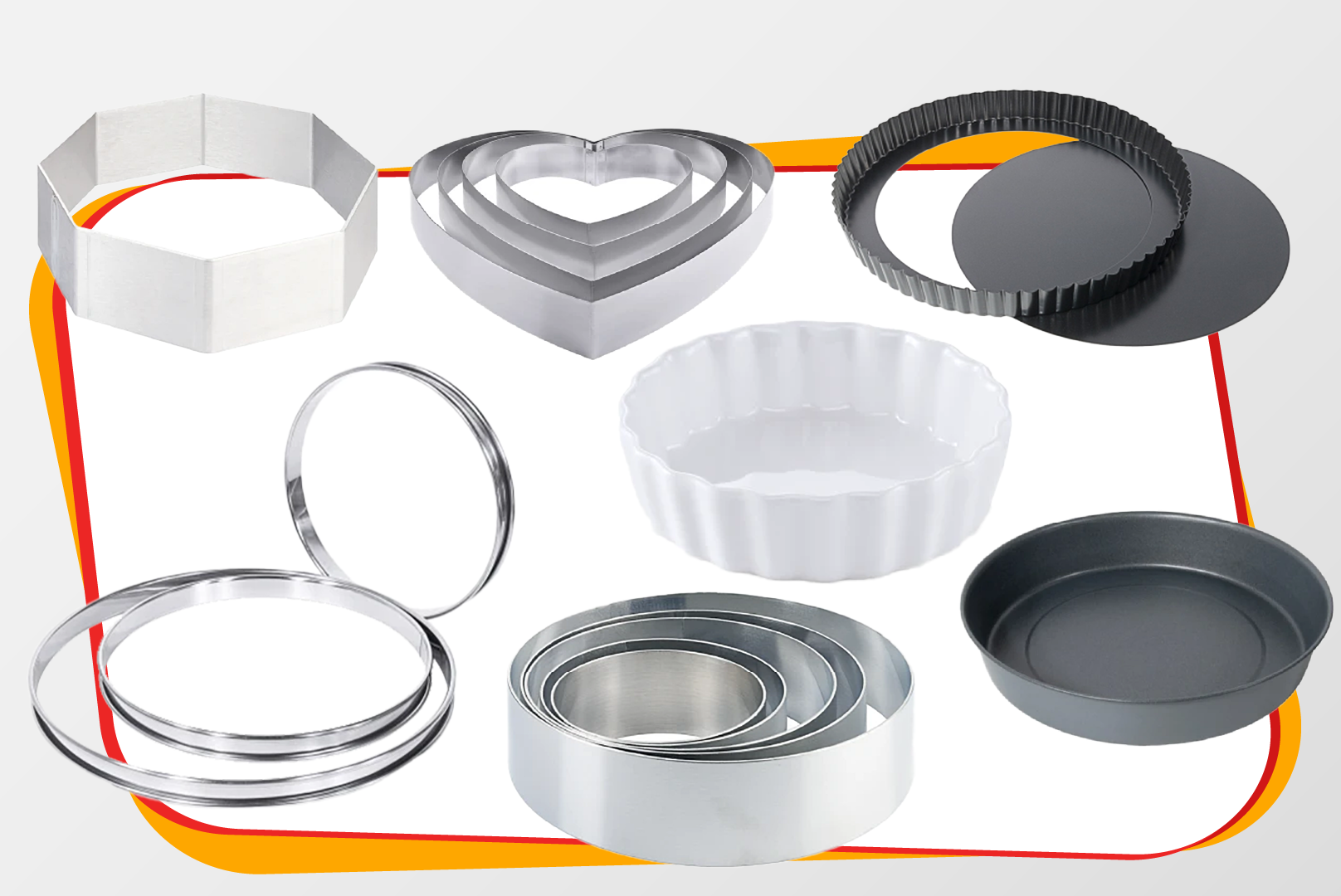 kuchenform, backformen, tortenrand, rundeformen, metallic