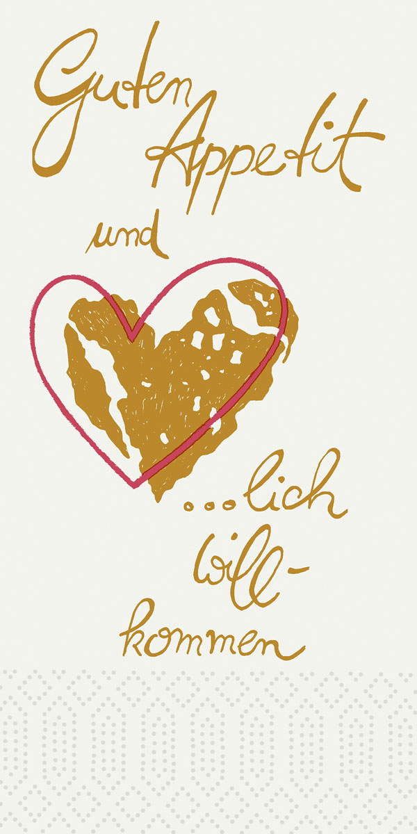Duni Zelltuchservietten 40 x 40 cm 2-lagig 1/8 Kopffalz Herzlich Willk.