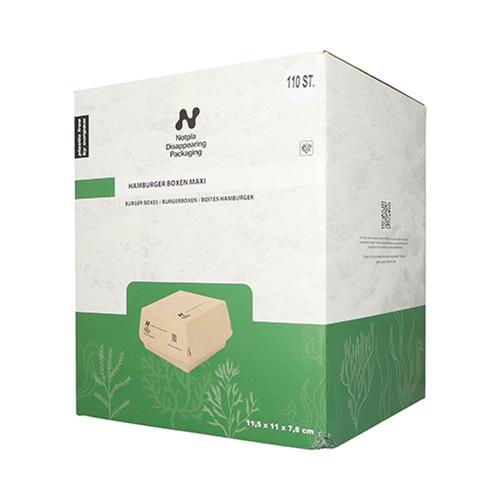 Papstar Burgerboxen, Pappe "NOTPLA" 7,8 cm x 11,5 cm x 11 cm braun