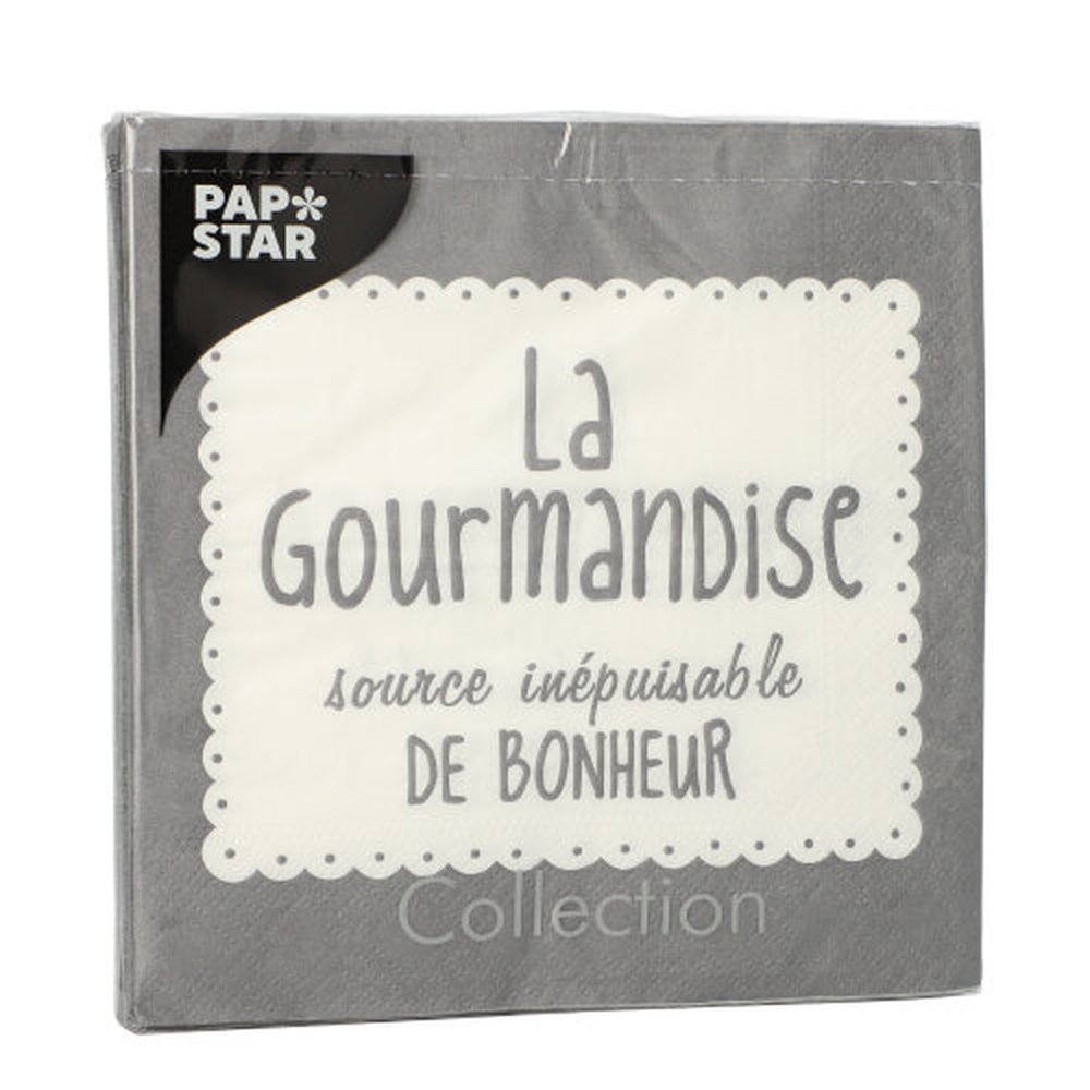 Papstar Servietten, 3-lagig 1/4-Falz 33 cm x 33 cm grau "La Gourmandise"