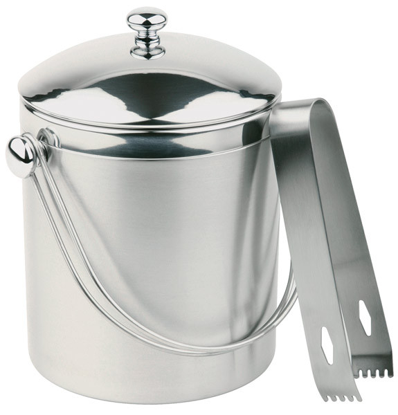 APS Eiseimer-Set mit Eiszange Ø 12 cm, H: 14 cm, 1 Liter , 18/8 Edelstahl
