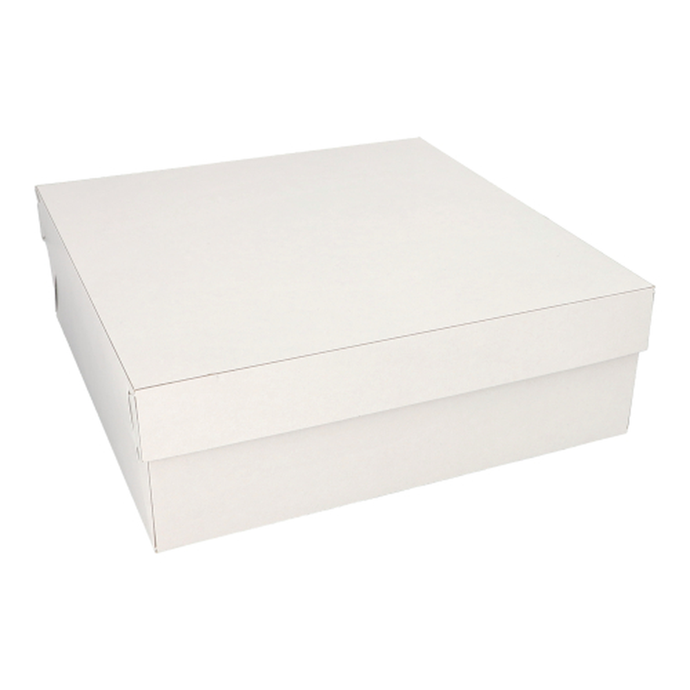 Papstar Tortenkartons, mit Deckel, Pappe eckig 30 cm x 30 cm x 10 cm weiss