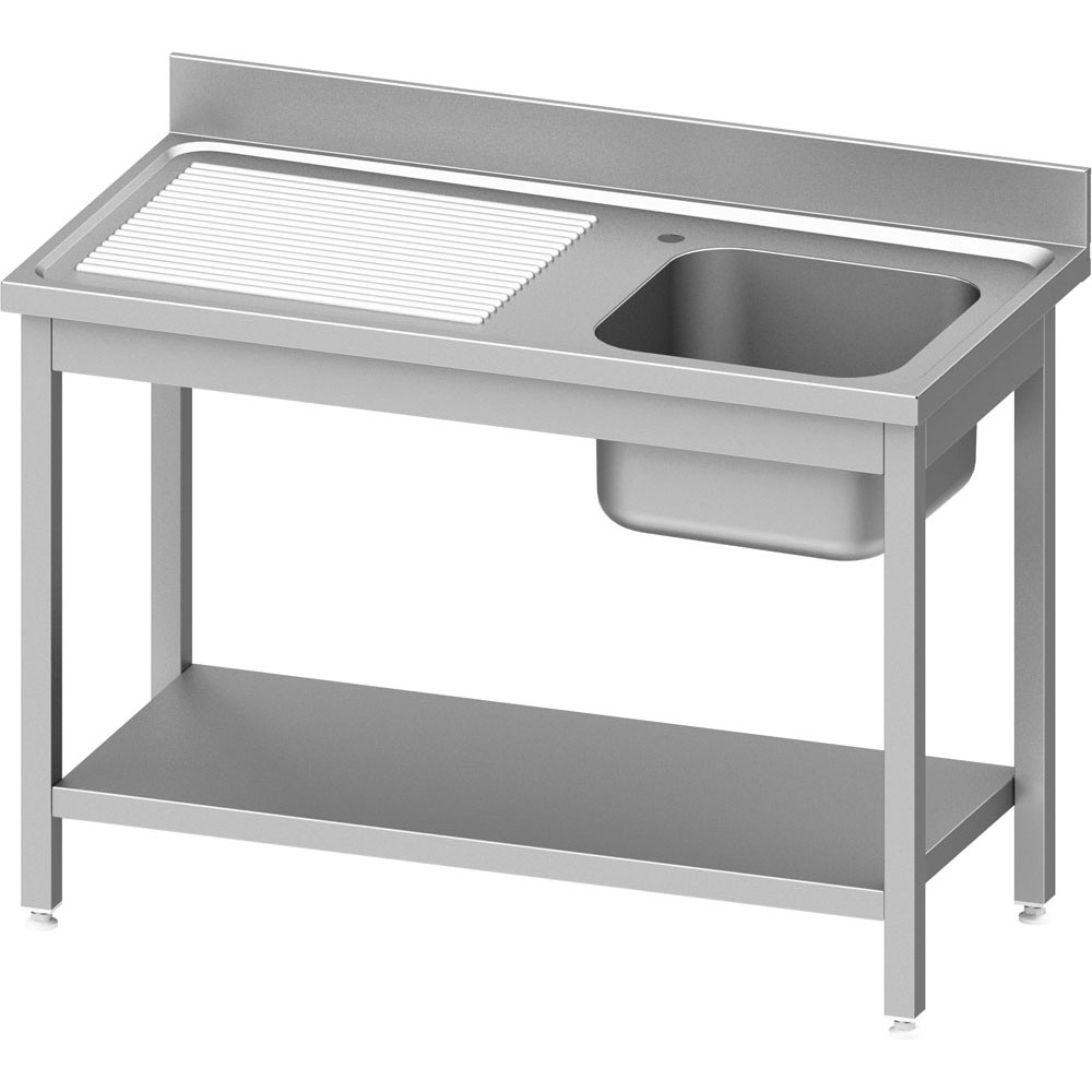 Stalgast Spültisch ECO mit Grundboden 1000x600x850 mm, mit einem Becken rechts, 