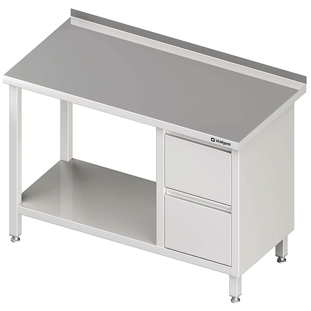 Stalgast Arbeitstisch mit Grundboden, 1400x700x850 mm, mit 2er Schubladenblock r